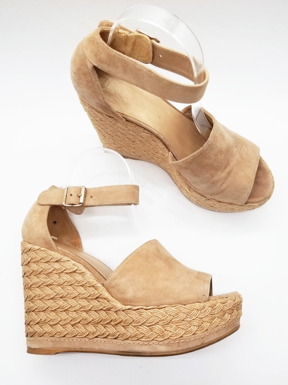 Stuart Weitzman Sohojute Wedge Sandal Espadrille Mojave Suede Tan Size 9M $455 - Picture 14 of 16